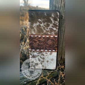 Western Hand-tooled Leather And Cowhide Jewelry Wallets NWOT
